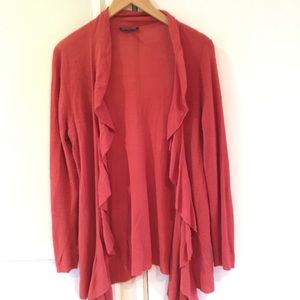 Eileen Fisher wool cardigan ruffle sweater